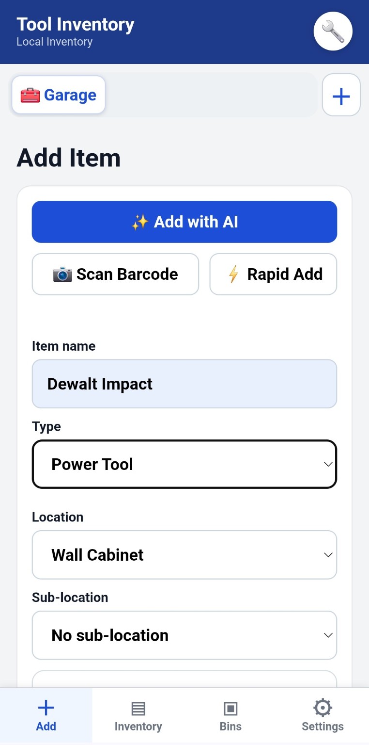 Add first item